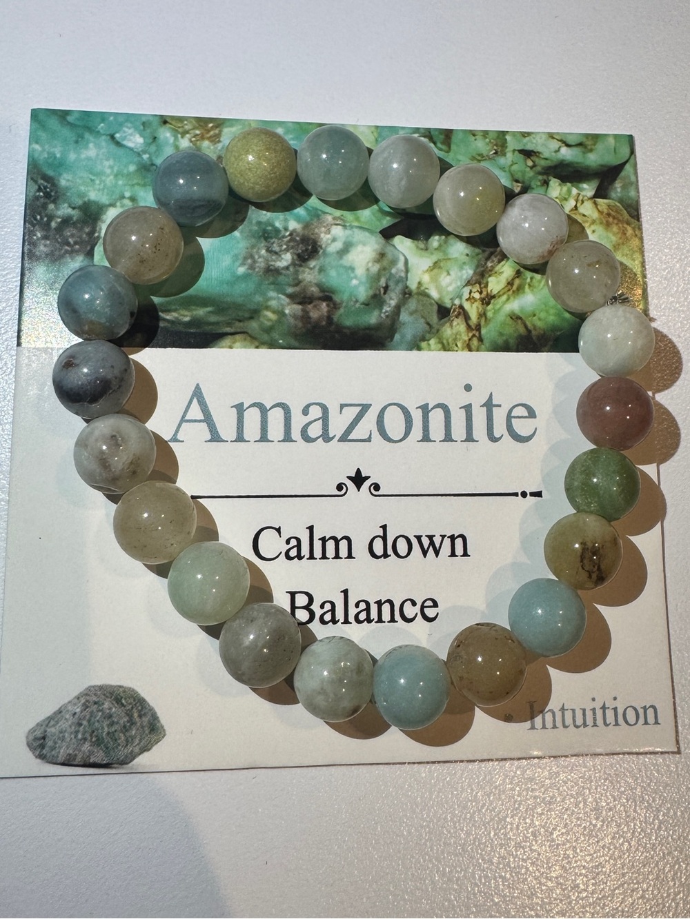 Amazonite Beaded Stretch Bracelet - Multi-Color - Picture 2 of 8